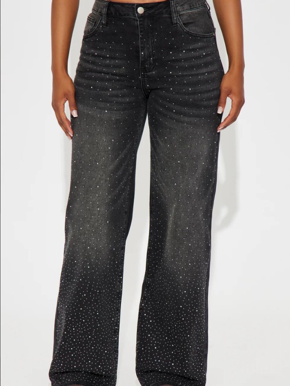 FASHION NOVA Not So Average Stretch Embellished Straight Leg Black JEANS Sz. 16
